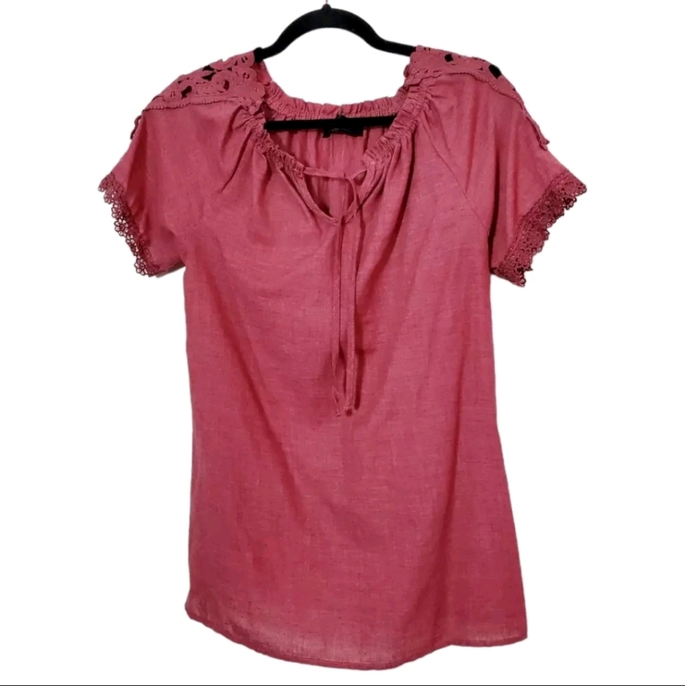 Gracila Womens Lightweight Bohemian Red Blouse Size Medium Natural